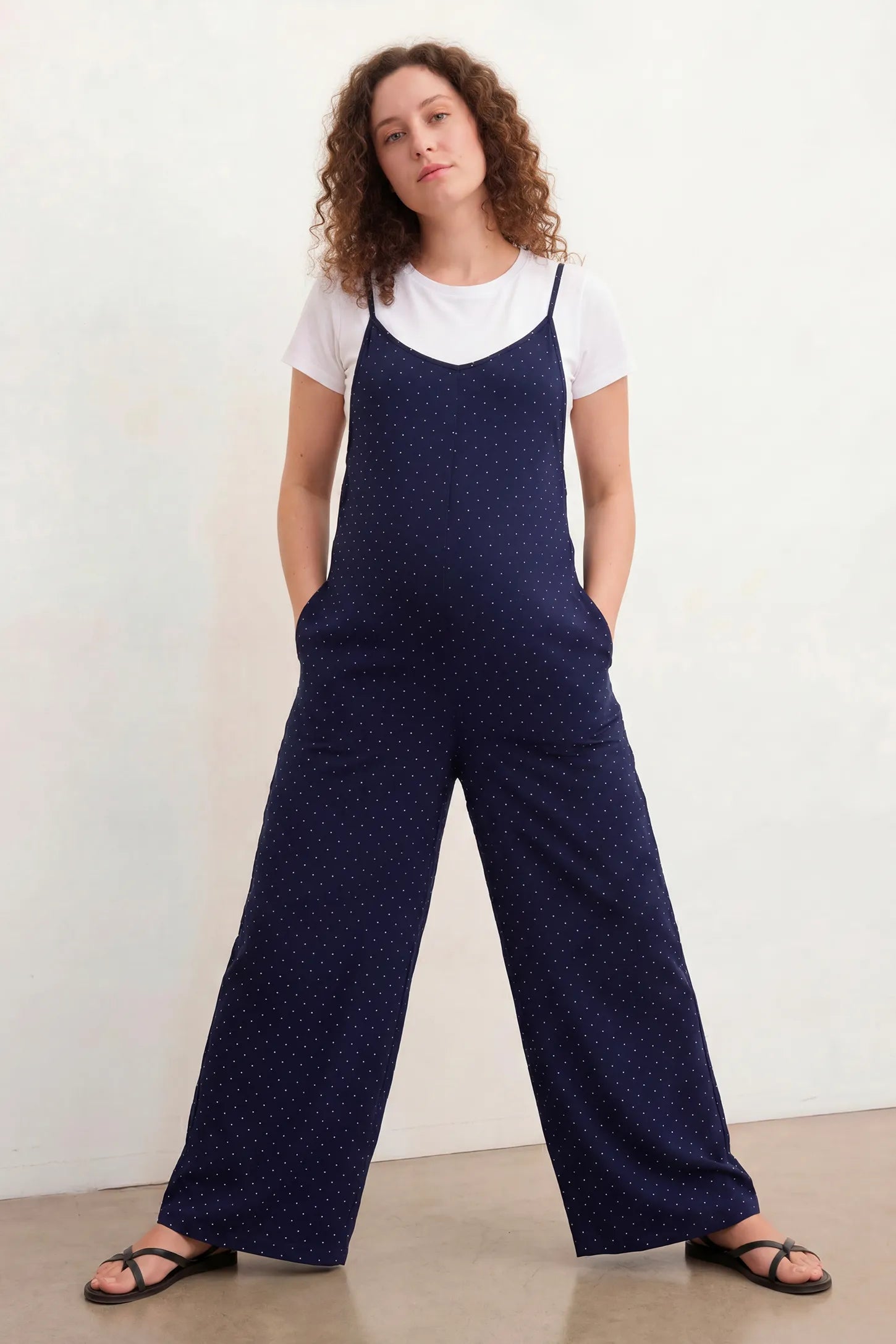 Pocketed Spaghetti Strap Wide Leg Maternity Jumpsuit