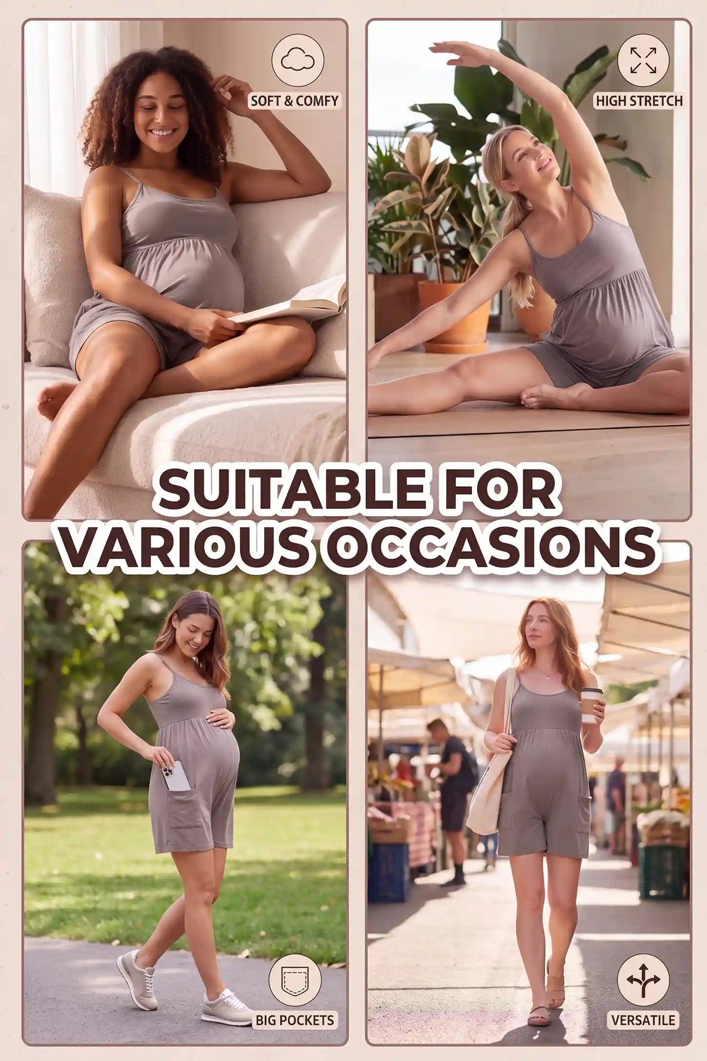 Spaghetti Strap Empire Waist Maternity Romper