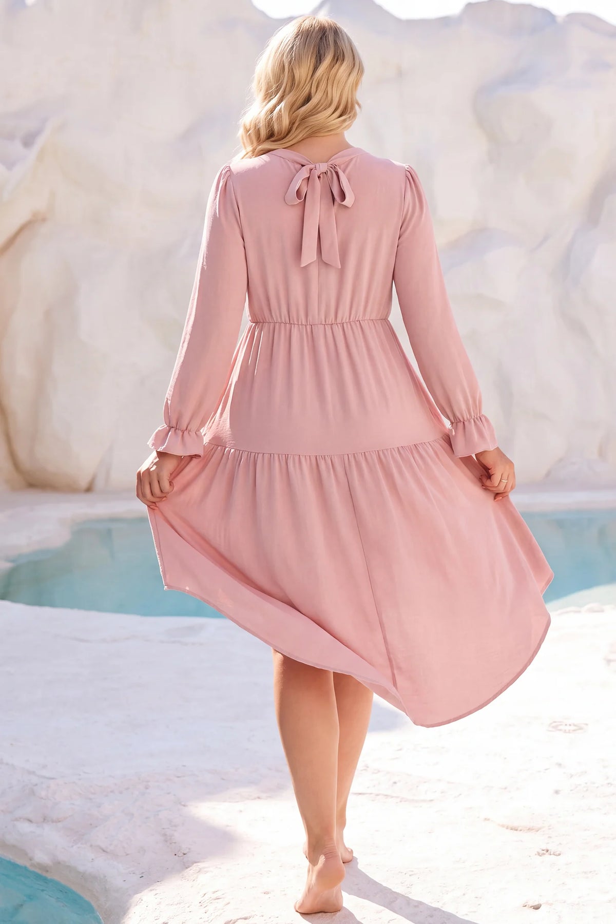 Fishtail Hem Tie-Back Maternity Mini Dress