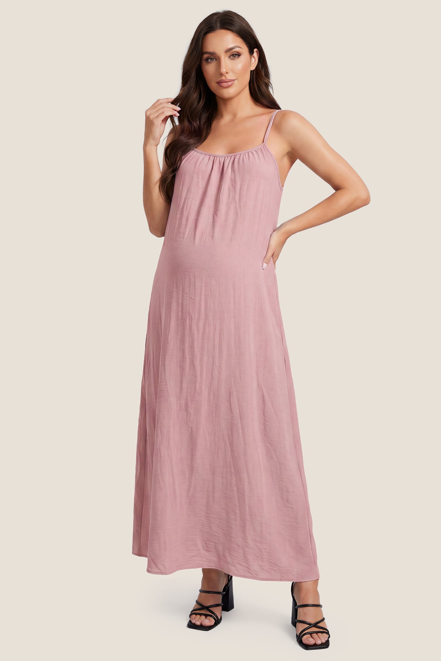 Open Back Flowy Cami Maternity Dress