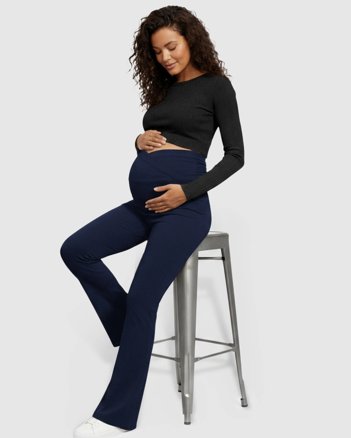 Crossed Waistband Flared Maternity Pants