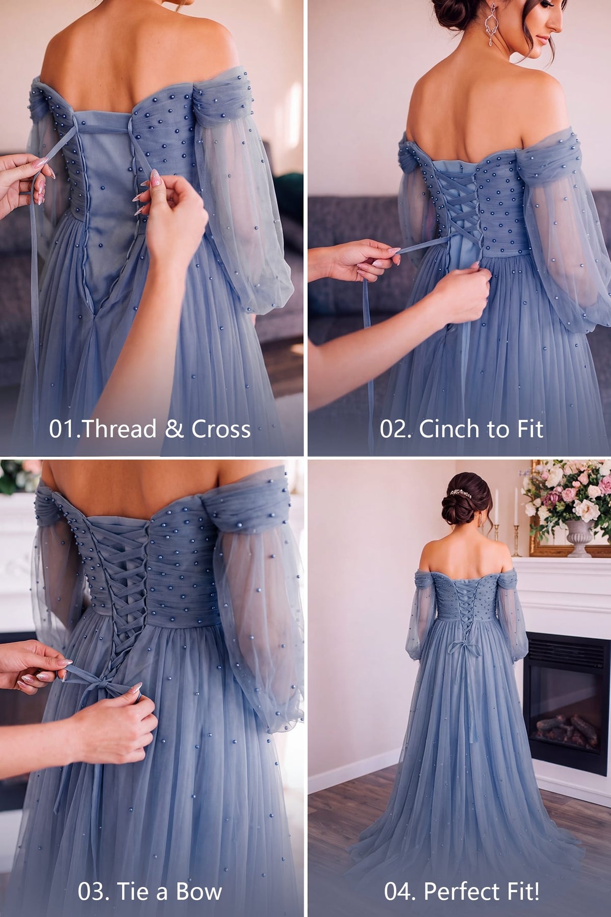Off-Shoulder Empire Waist Tulle Maternity Gown