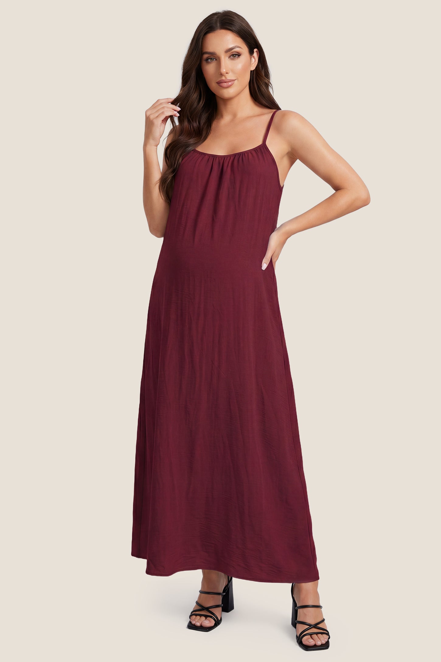 Open Back Flowy Cami Maternity Dress
