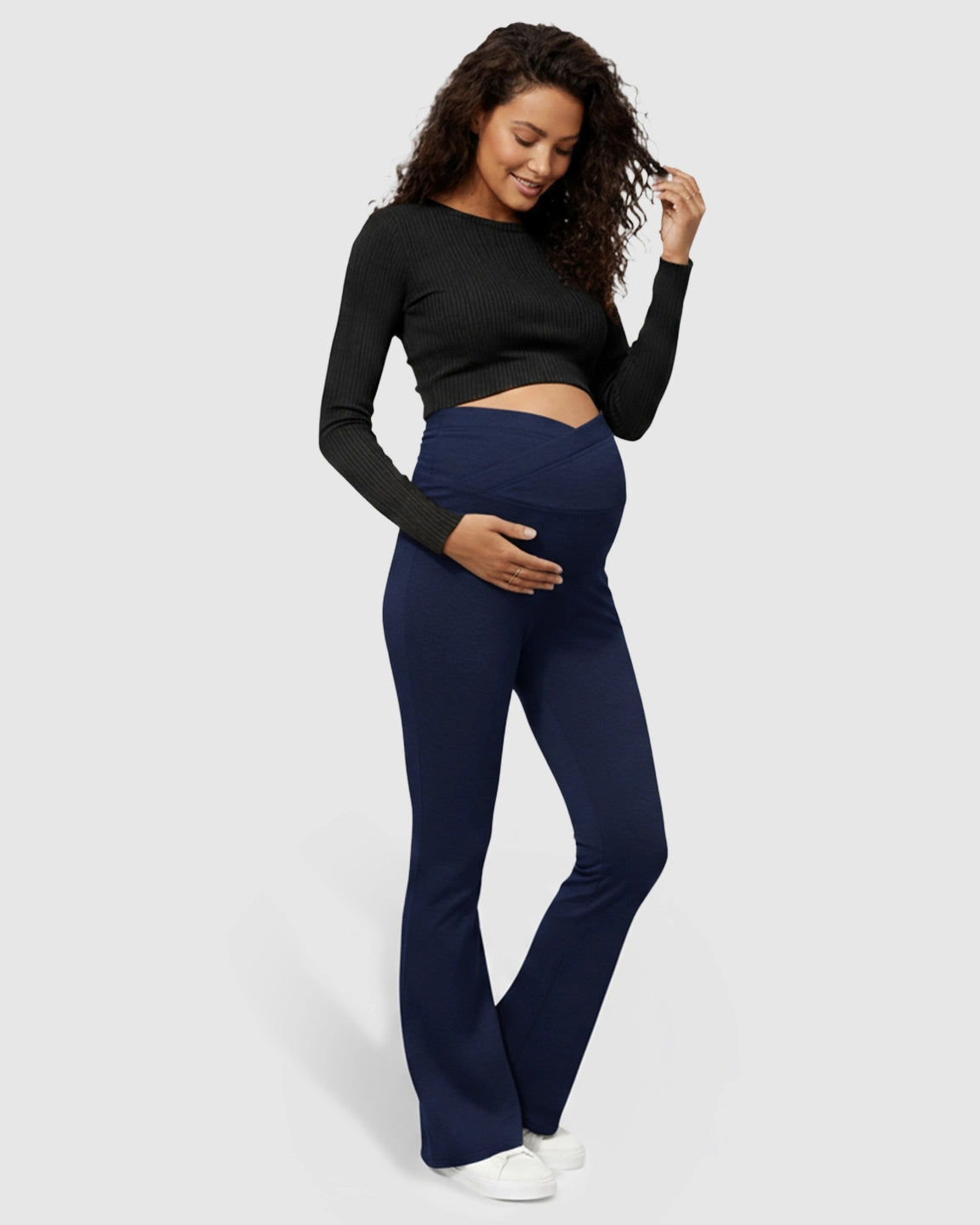 Crossed Waistband Flared Maternity Pants