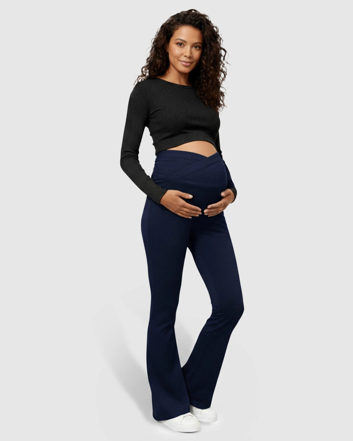 Crossed Waistband Flared Maternity Pants