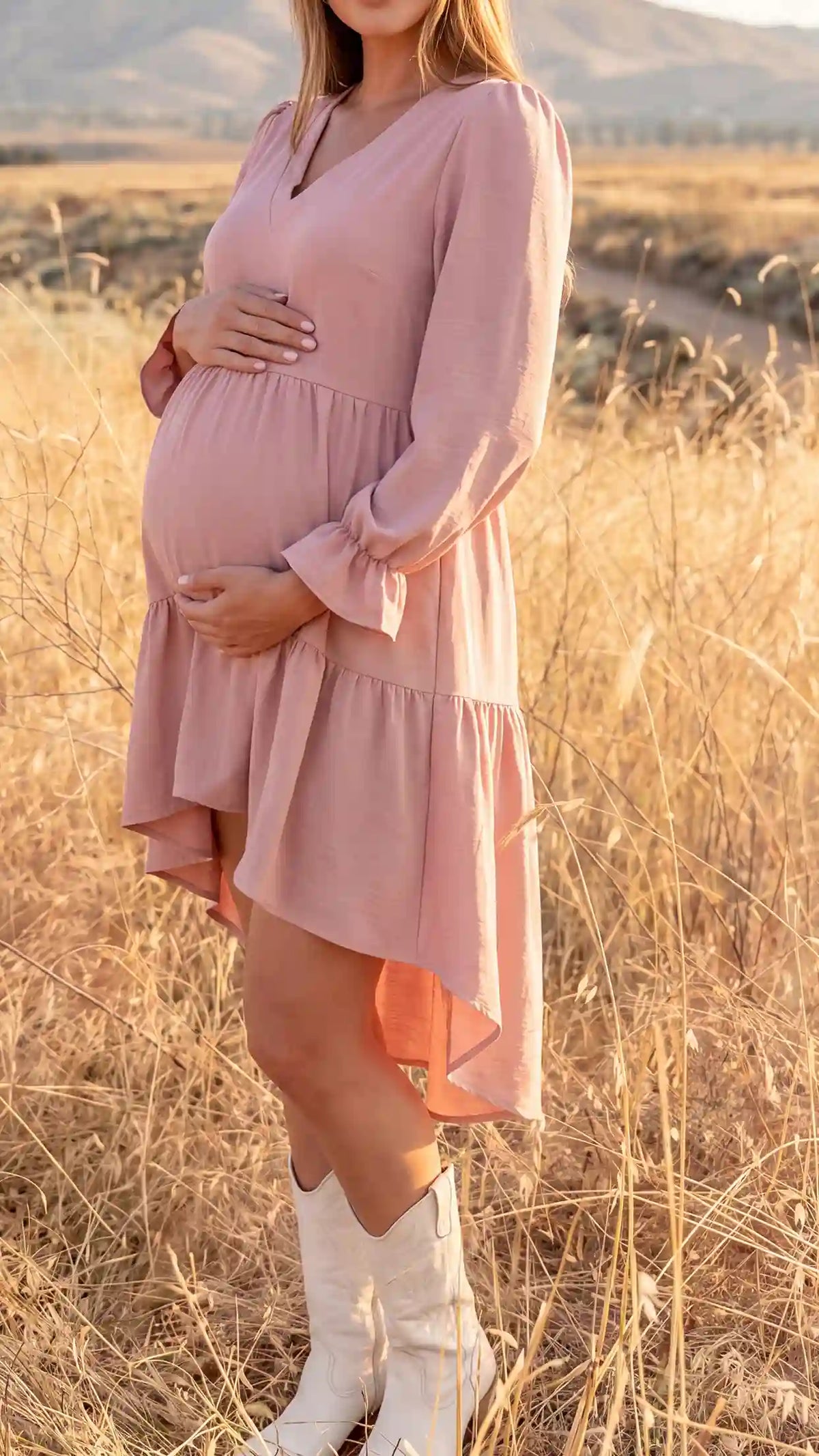 Fishtail Hem Tie-Back Maternity Mini Dress
