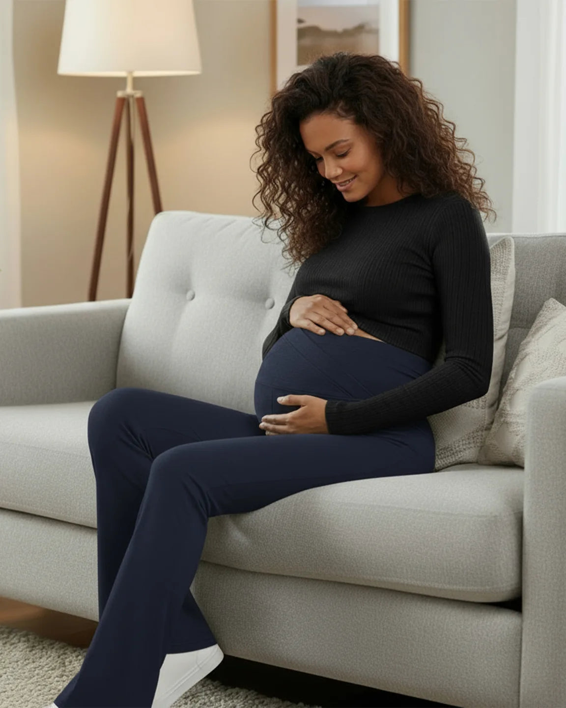 Crossed Waistband Flared Maternity Pants