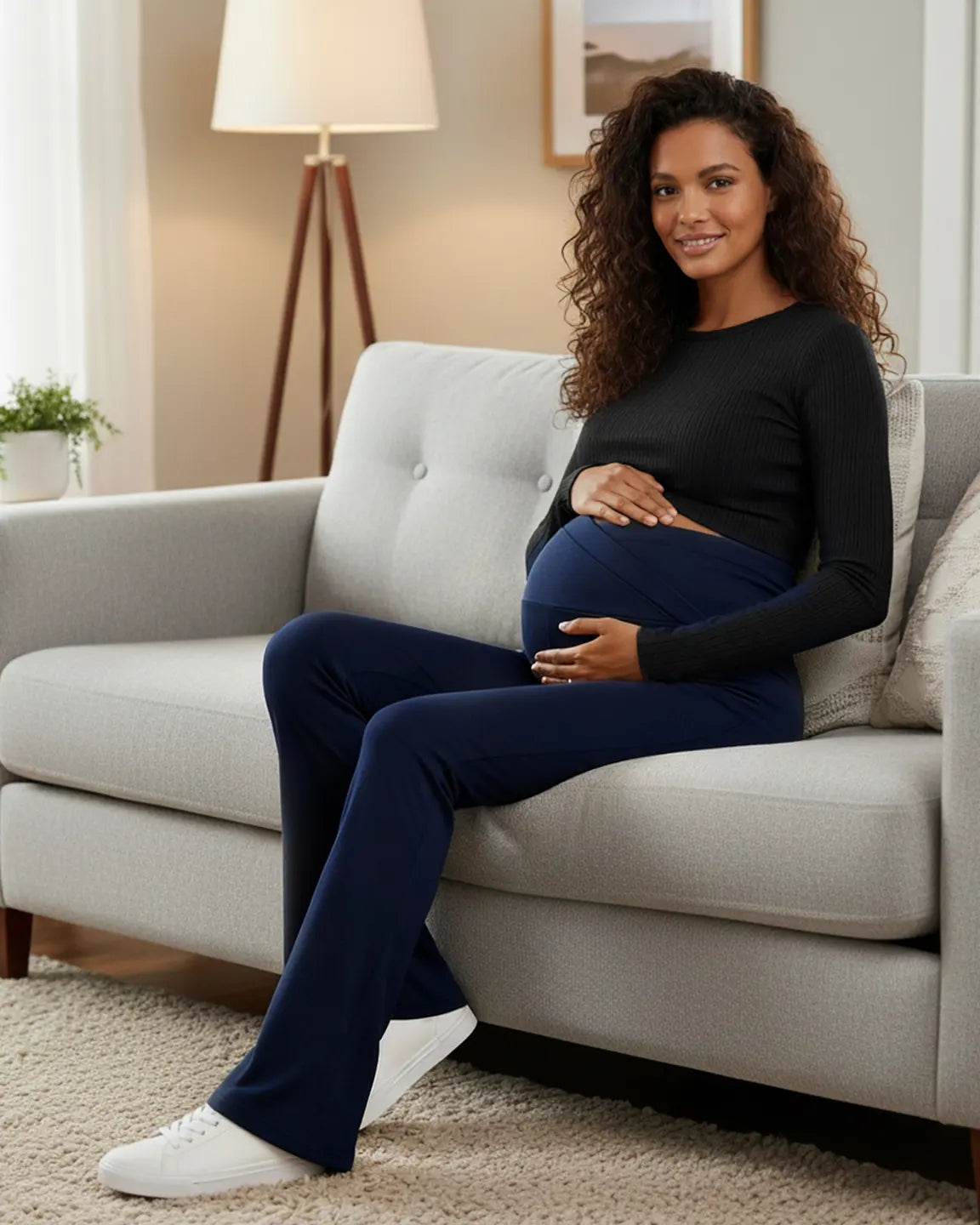 Crossed Waistband Flared Maternity Pants