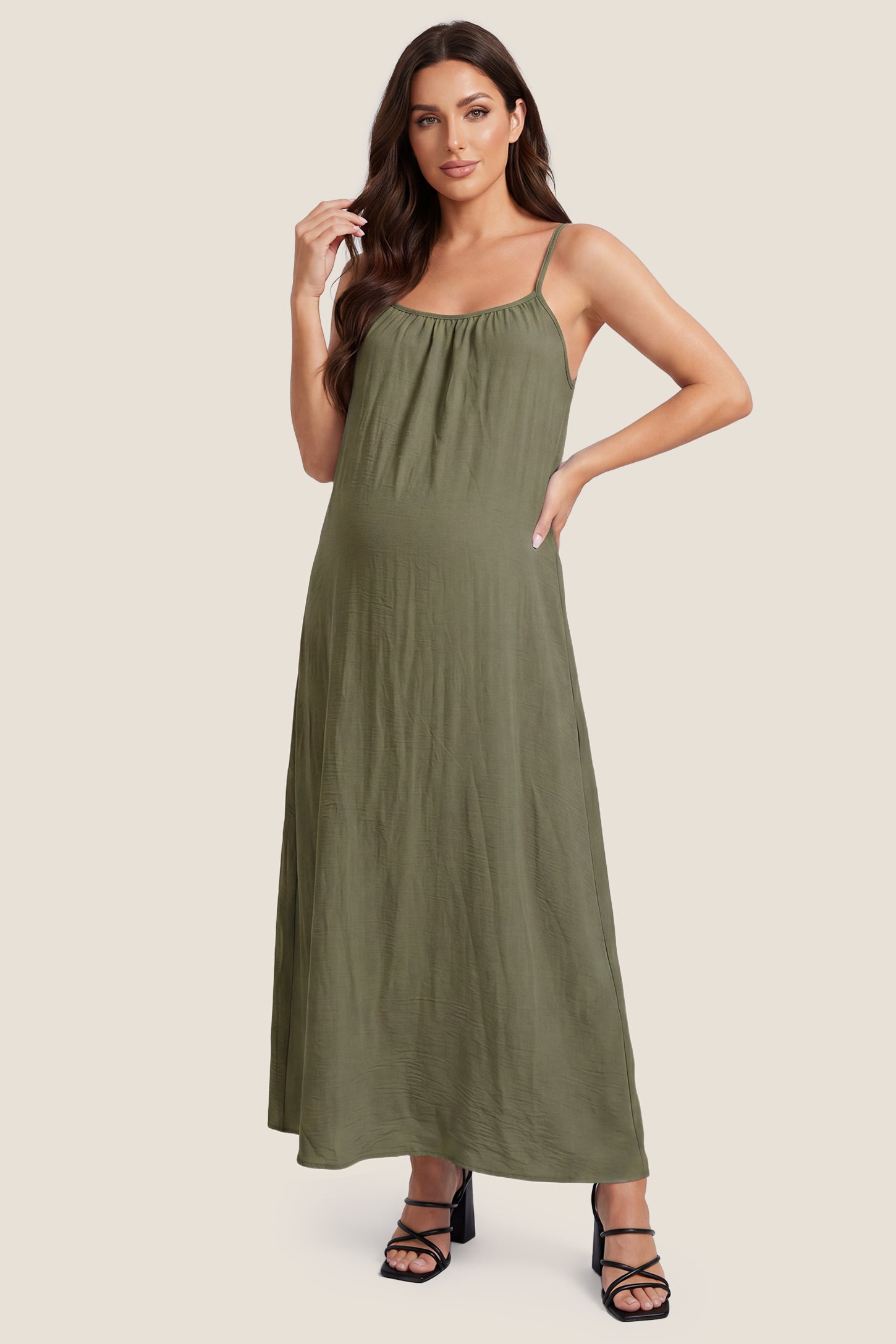 Open Back Flowy Cami Maternity Dress