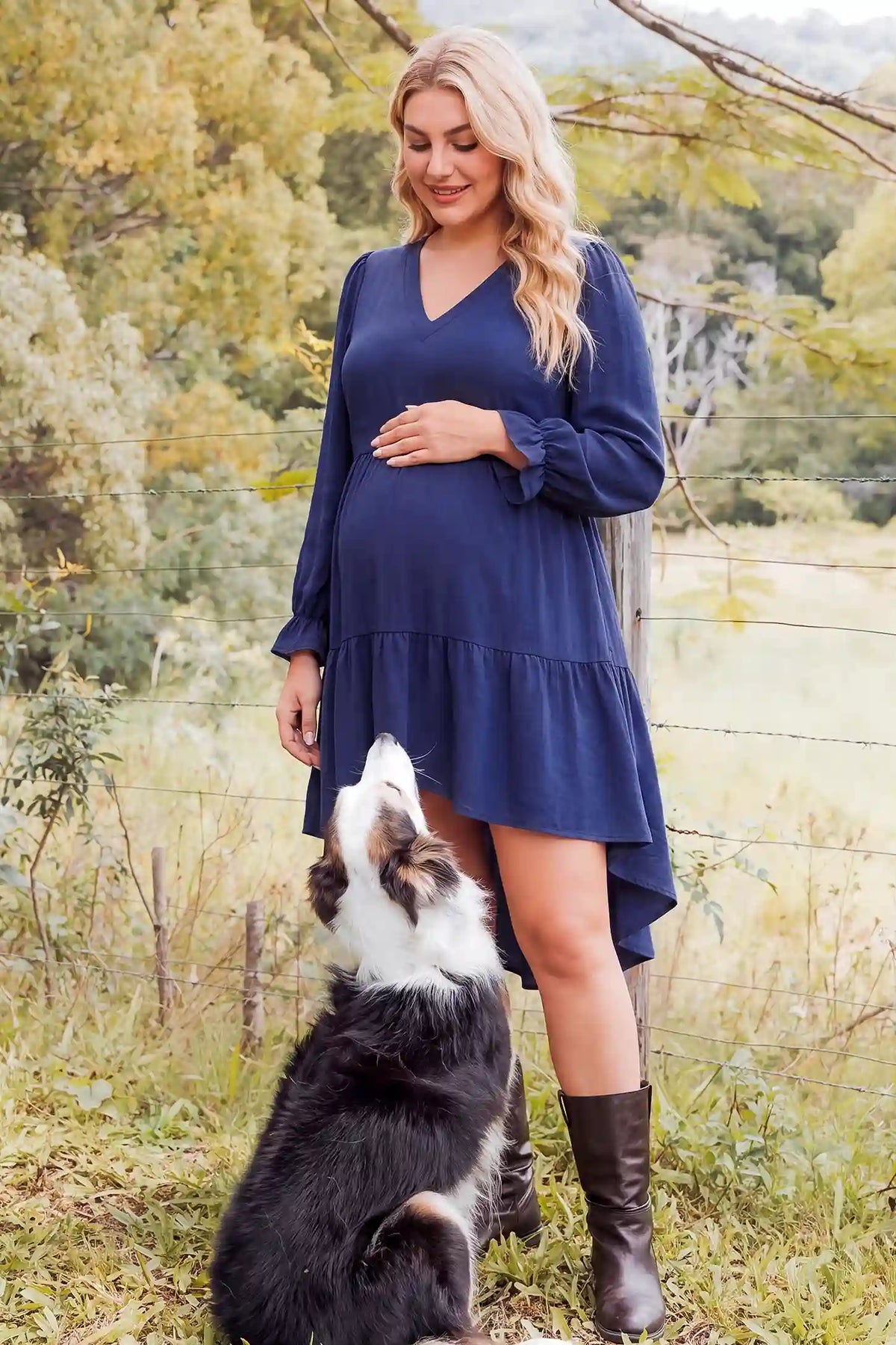 Fishtail Hem Tie-Back Maternity Mini Dress
