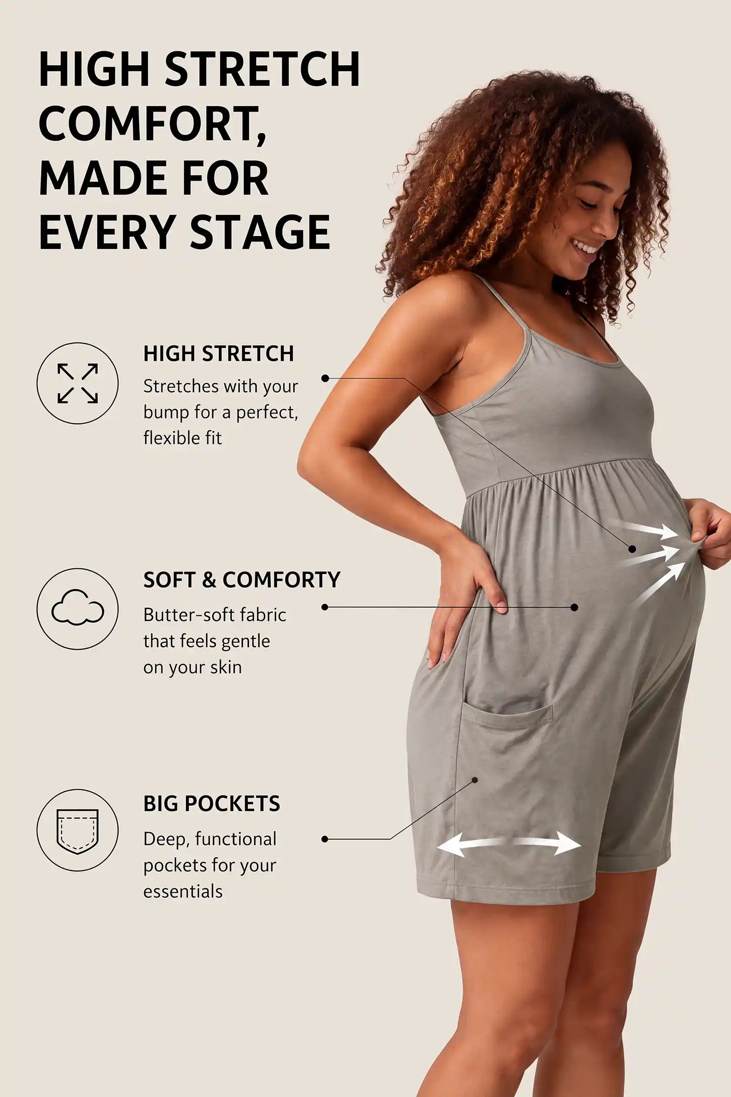 Spaghetti Strap Empire Waist Maternity Romper