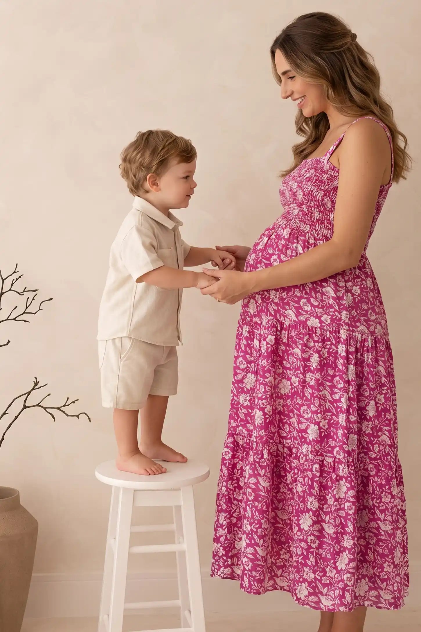 Floral Print Square Neck Tiered Maternity Sundress