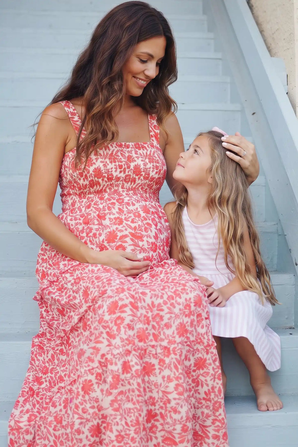 Floral Print Square Neck Tiered Maternity Sundress