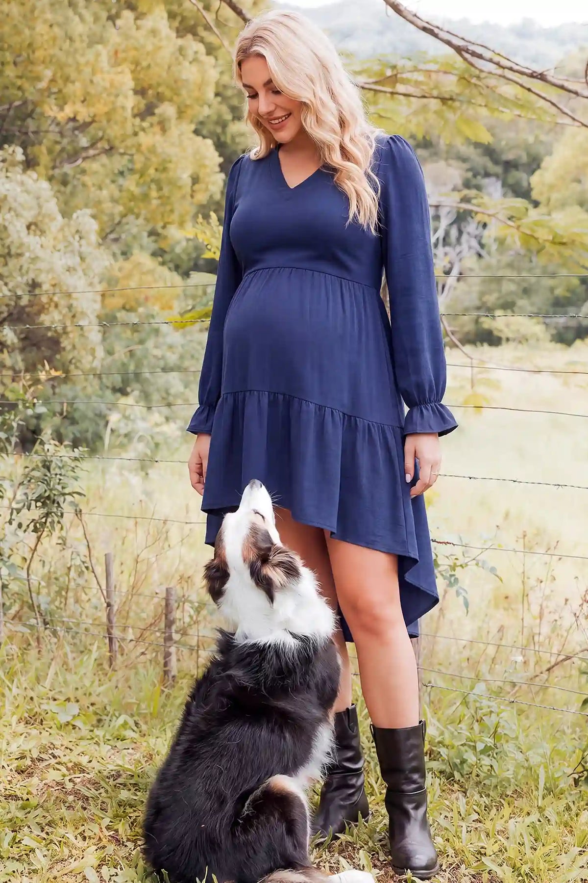 Fishtail Hem Tie-Back Maternity Mini Dress