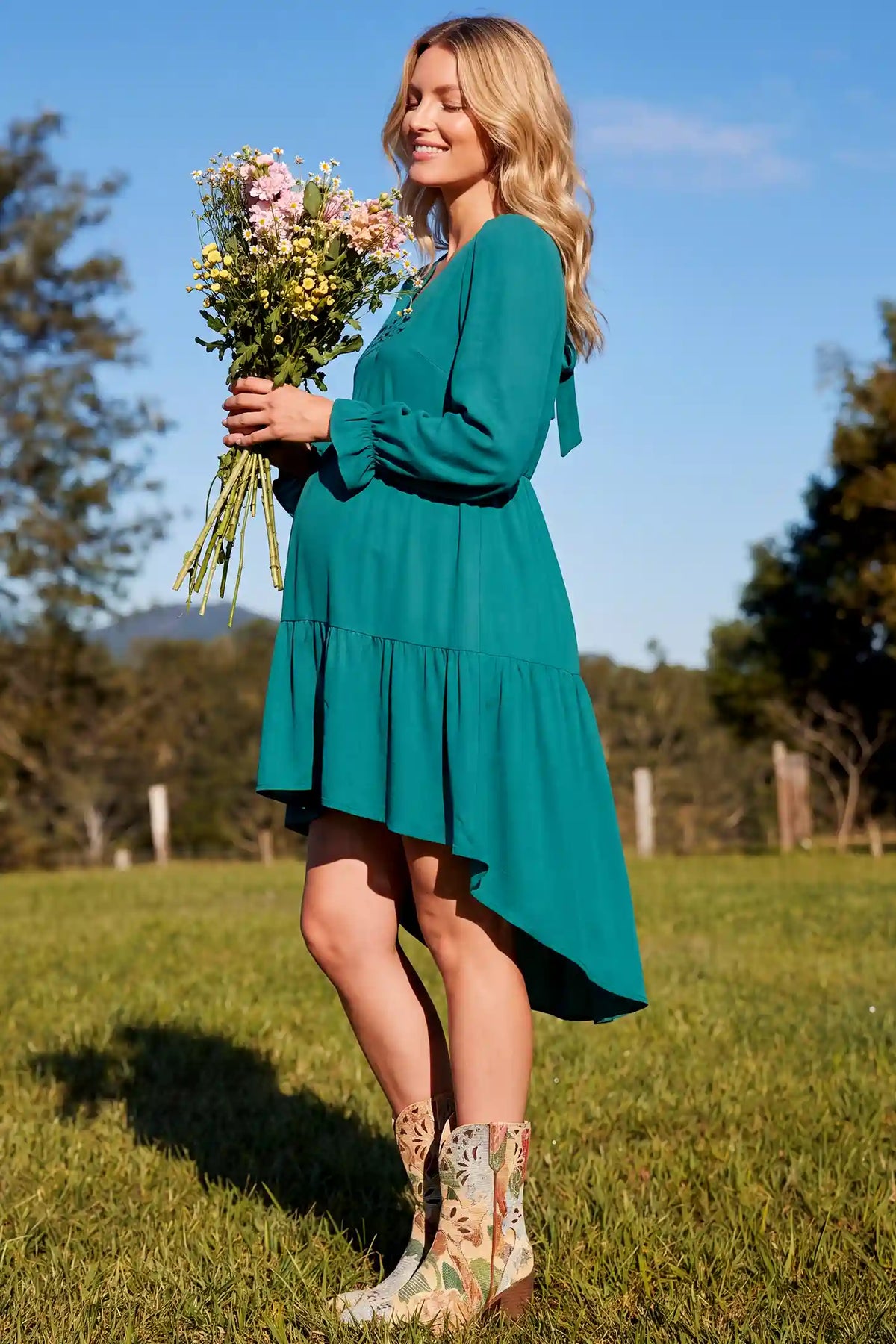Fishtail Hem Tie-Back Maternity Mini Dress