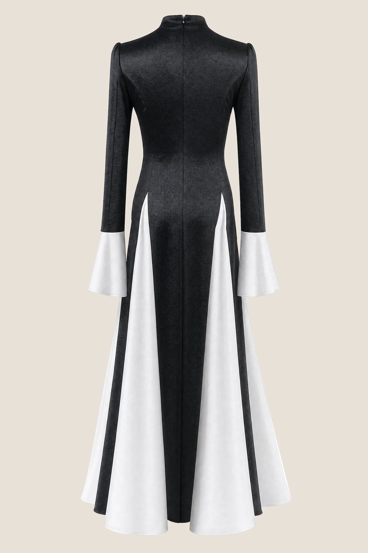 Mock Neck Long Sleeve Contrast Maternity Maxi Dress