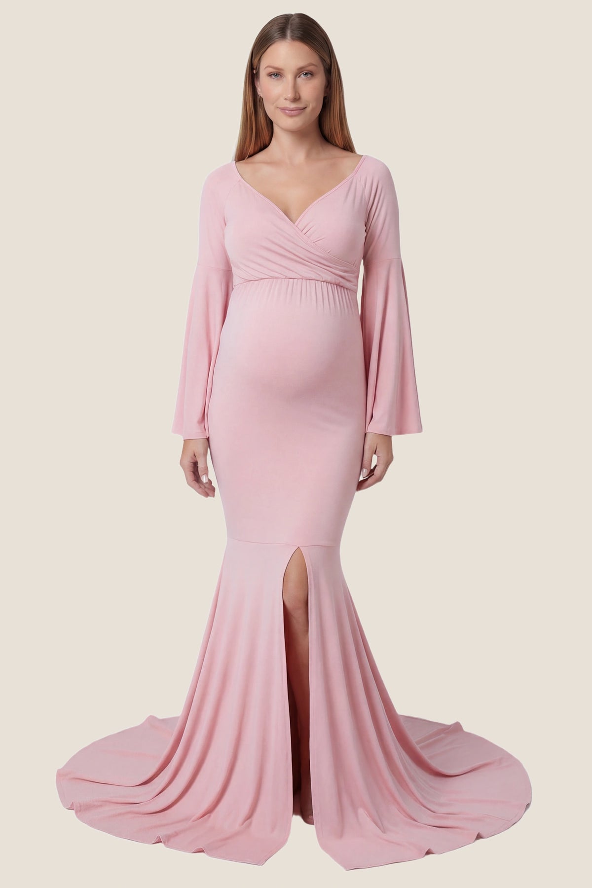 Wrap Flared Fishtail Maternity Gown