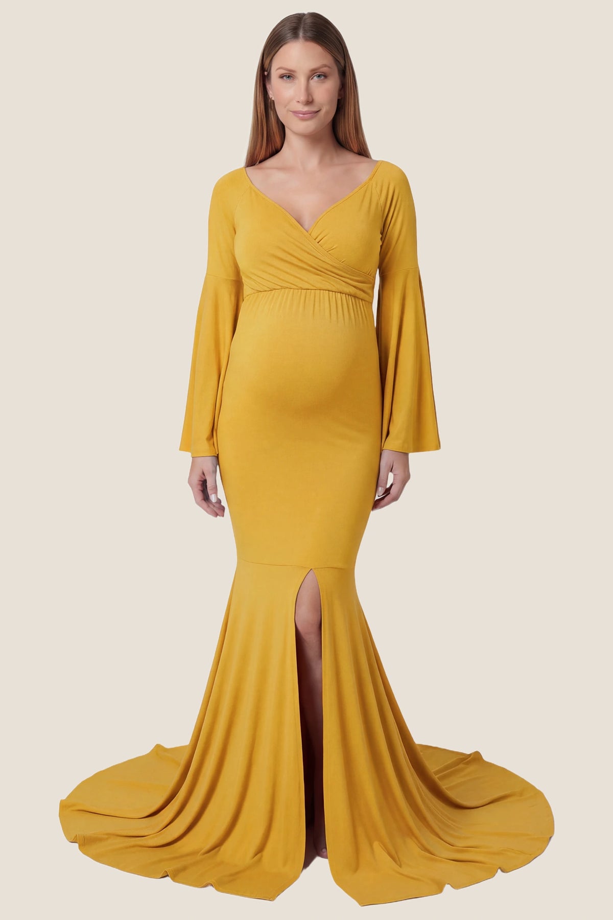 Wrap Flared Fishtail Maternity Gown