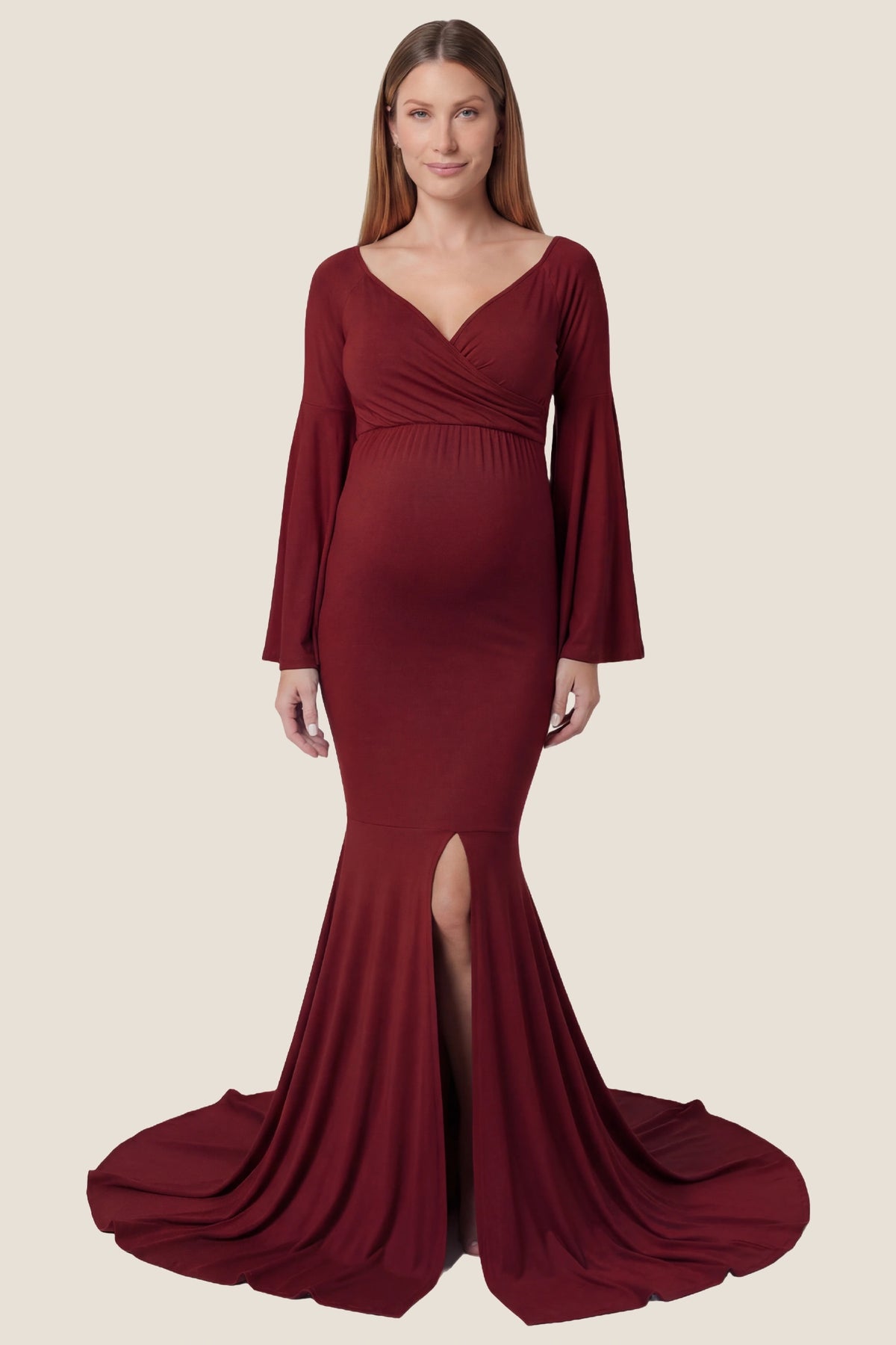 Wrap Flared Fishtail Maternity Gown