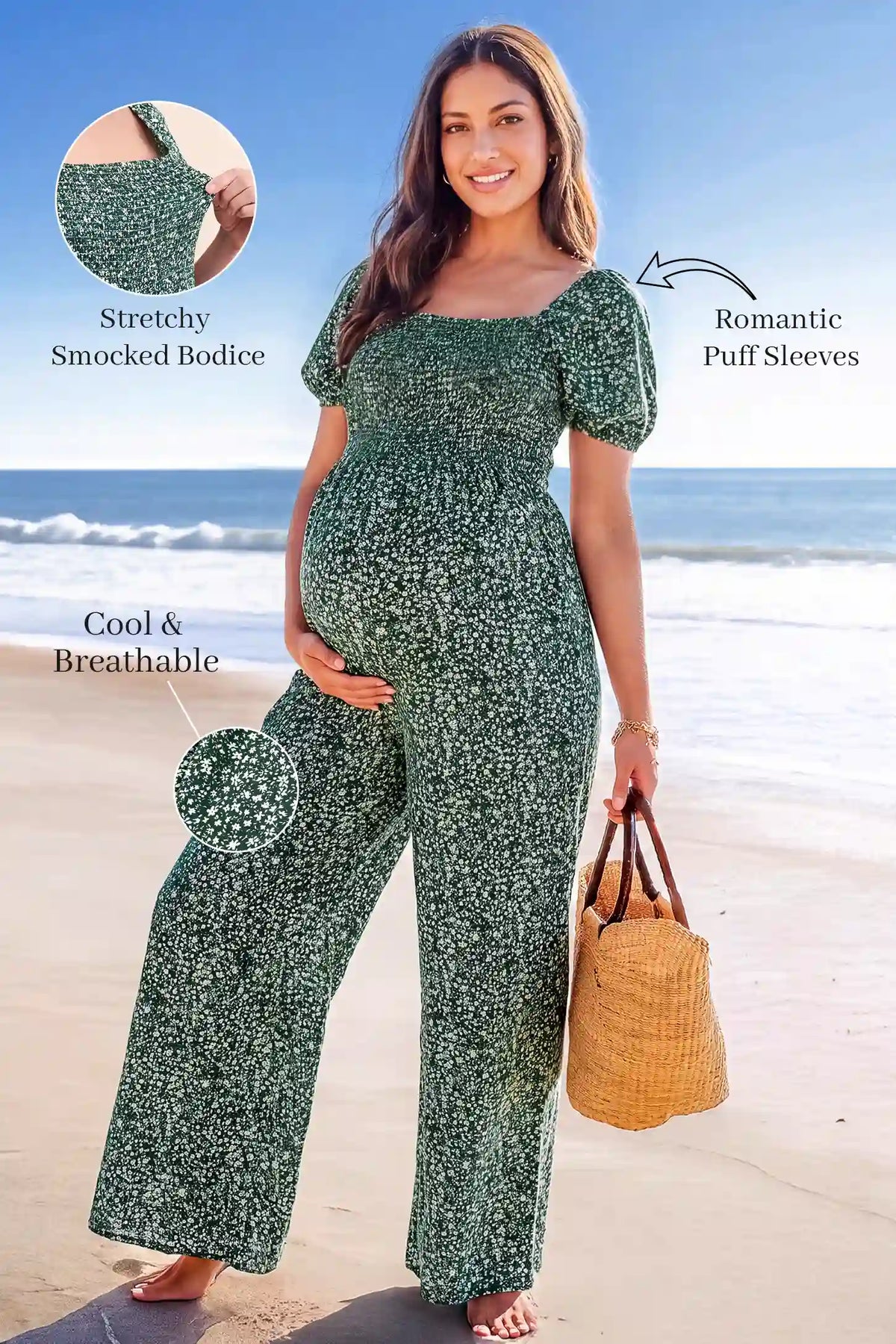 Ditsy Floral Square Neck Wide Leg Maternity Jumpsuit