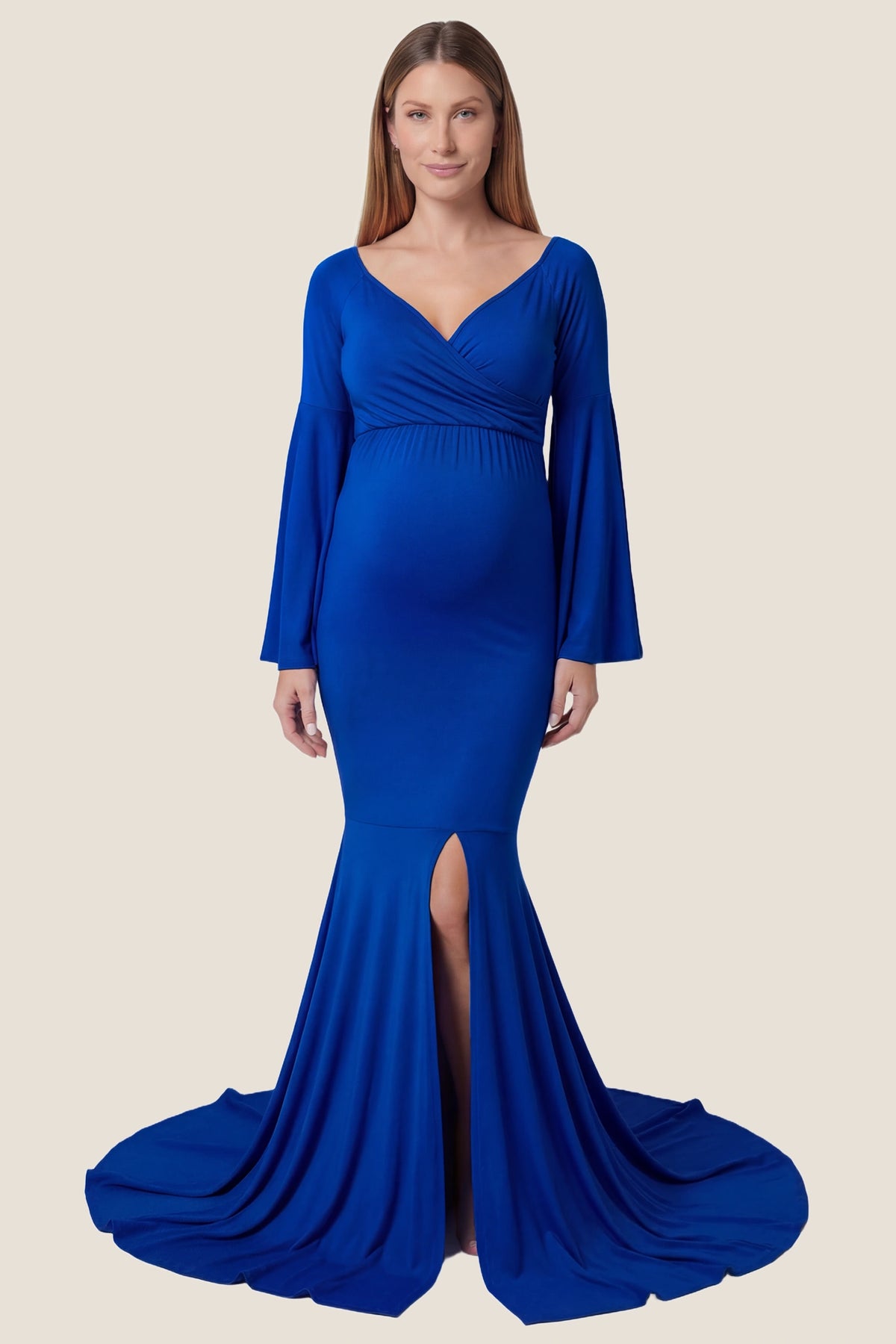 Wrap Flared Fishtail Maternity Gown