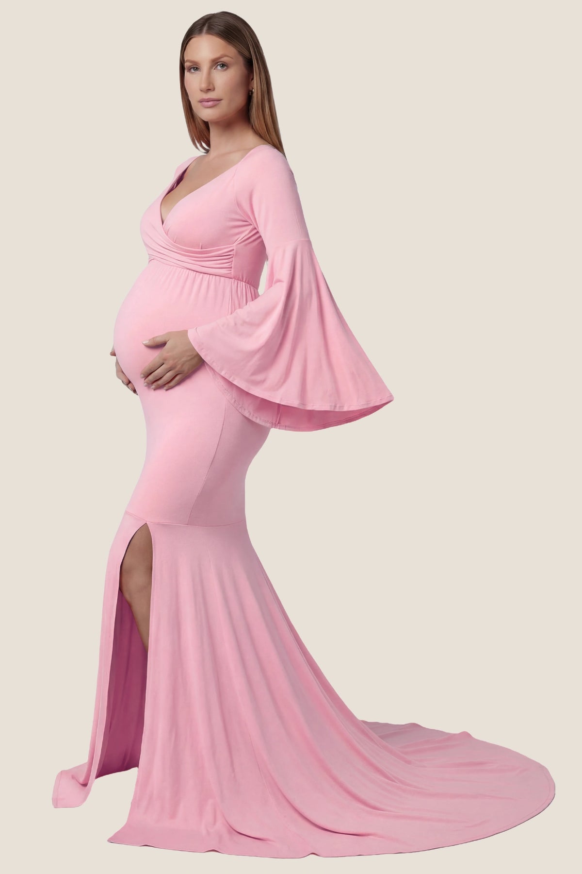 Wrap Flared Fishtail Maternity Gown