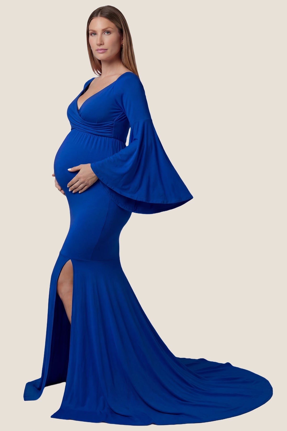 Wrap Flared Fishtail Maternity Gown