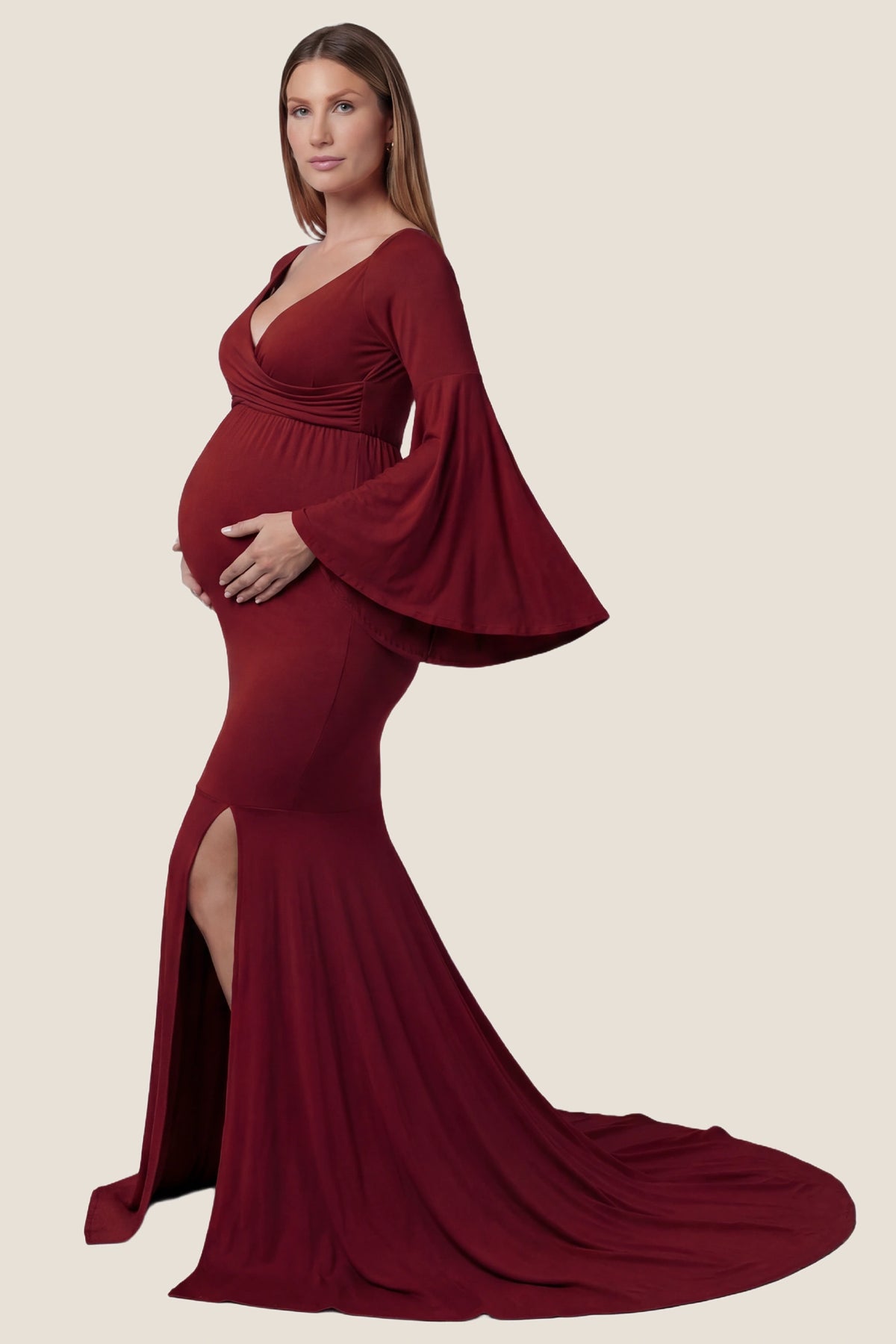 Wrap Flared Fishtail Maternity Gown