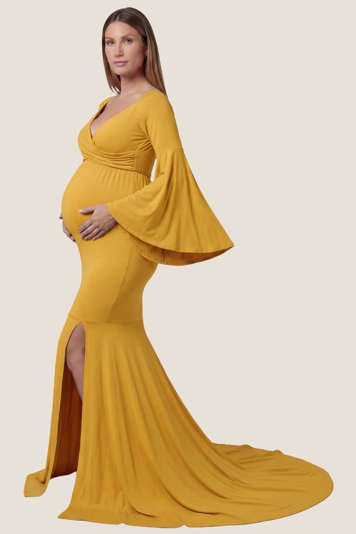 Wrap Flared Fishtail Maternity Gown