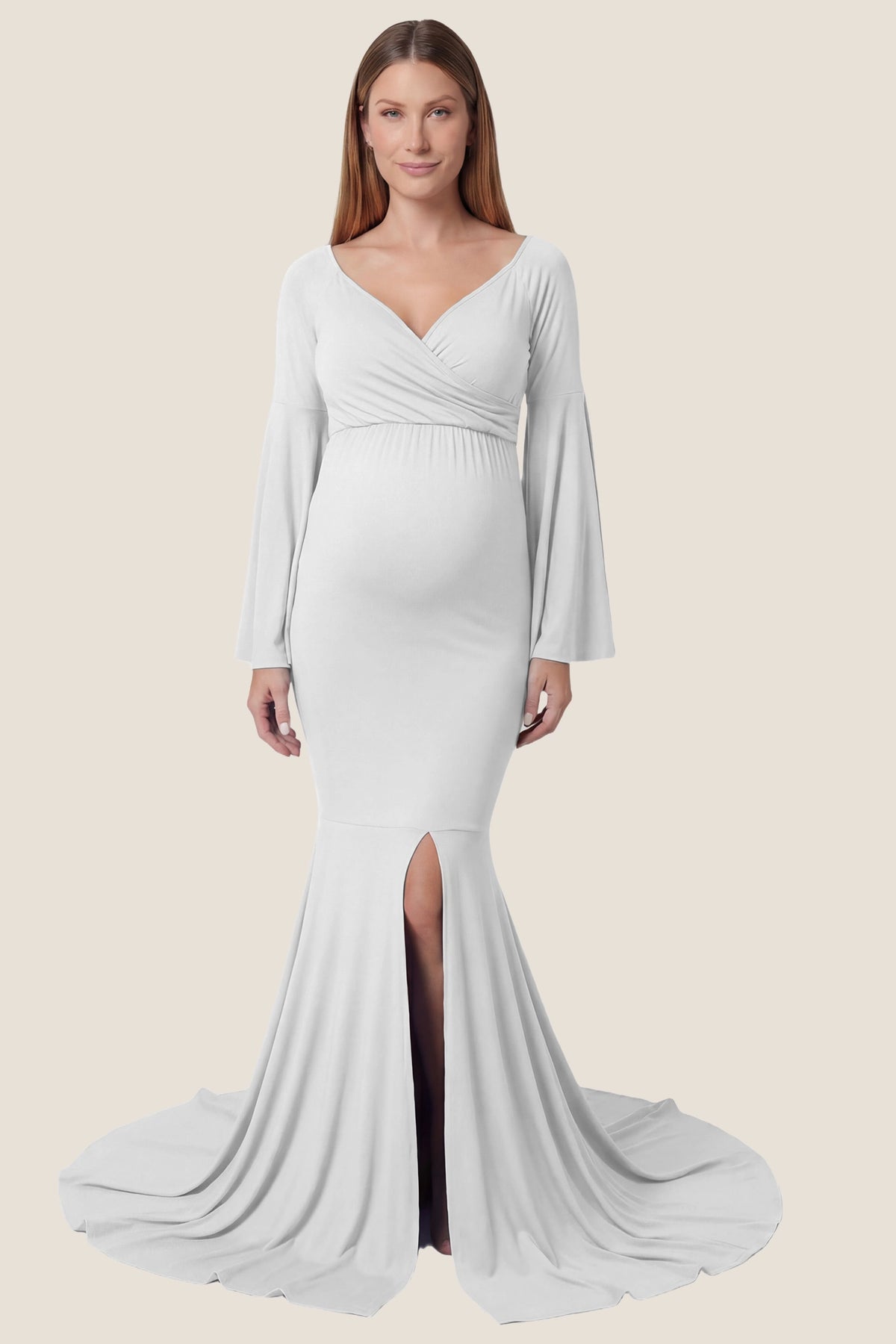 Wrap Flared Fishtail Maternity Gown