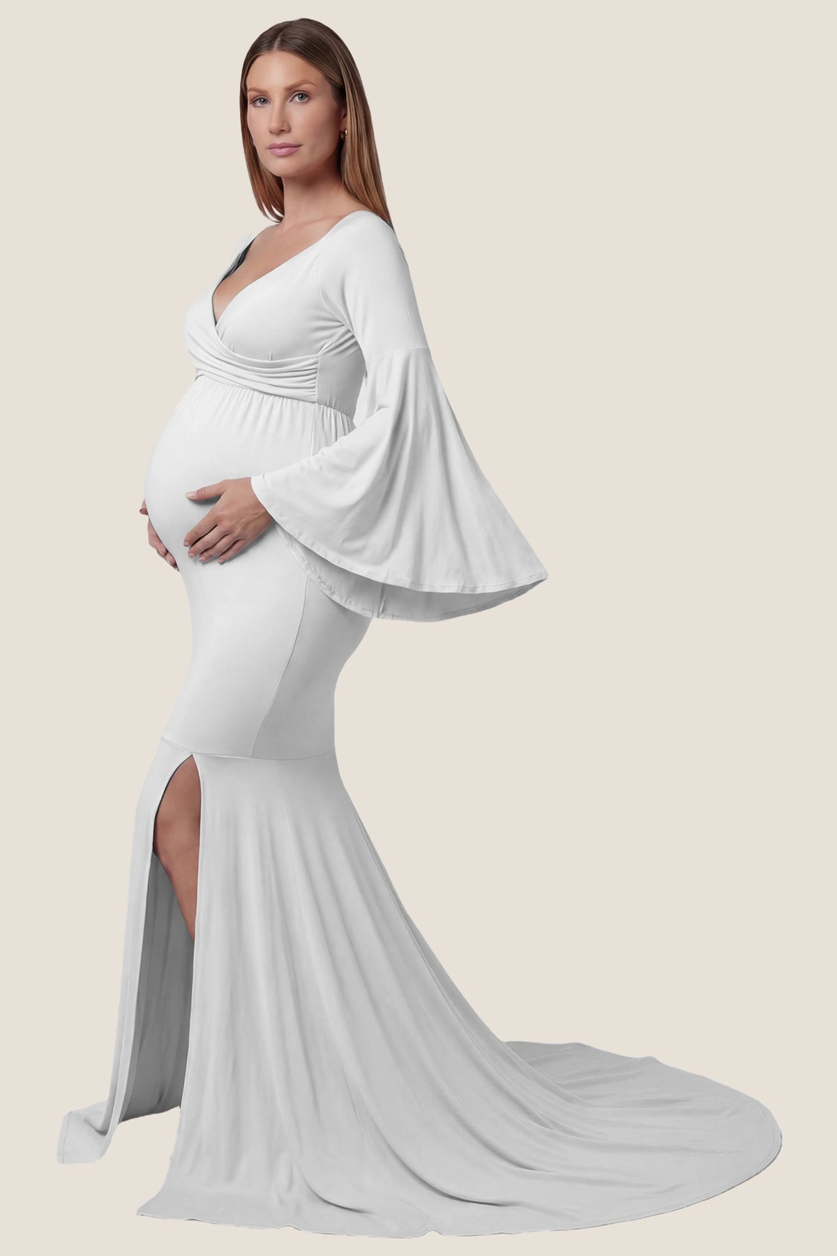 Wrap Flared Fishtail Maternity Gown