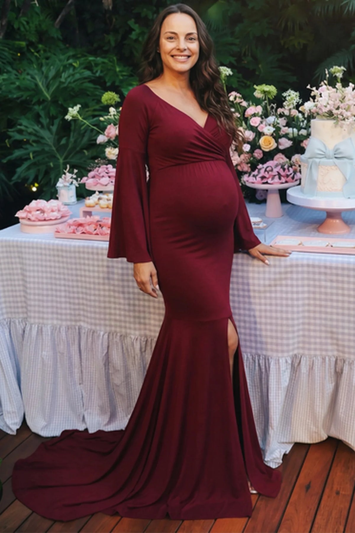 Wrap Flared Fishtail Maternity Gown