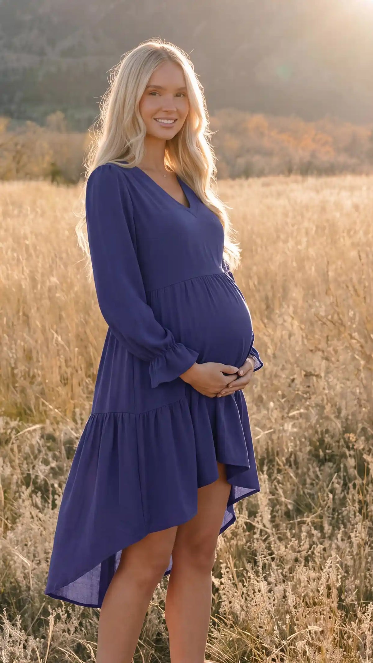 Fishtail Hem Tie-Back Maternity Mini Dress