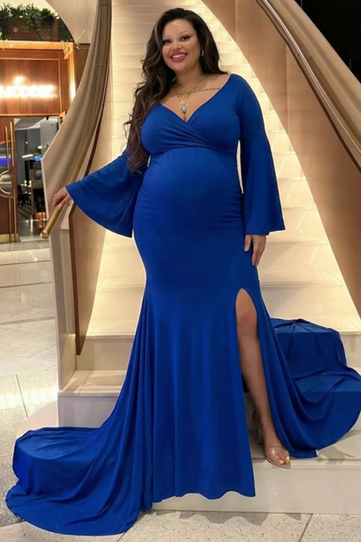 Wrap Flared Fishtail Maternity Gown