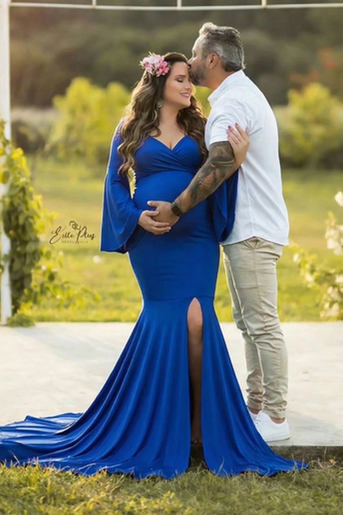 Wrap Flared Fishtail Maternity Gown