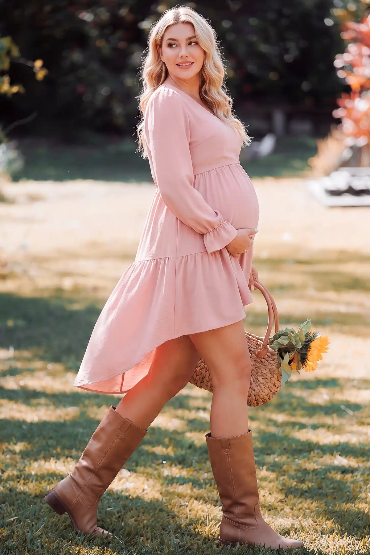 Fishtail Hem Tie-Back Maternity Mini Dress