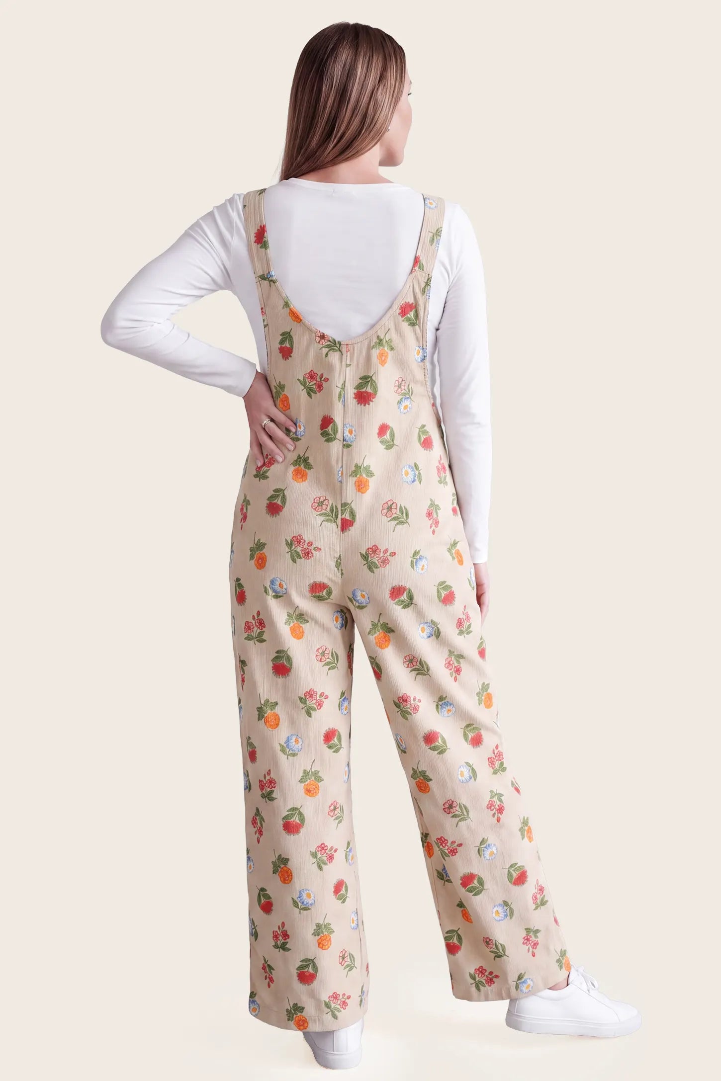 Adjustable Strap Pocket  Floral Maternity Overalls