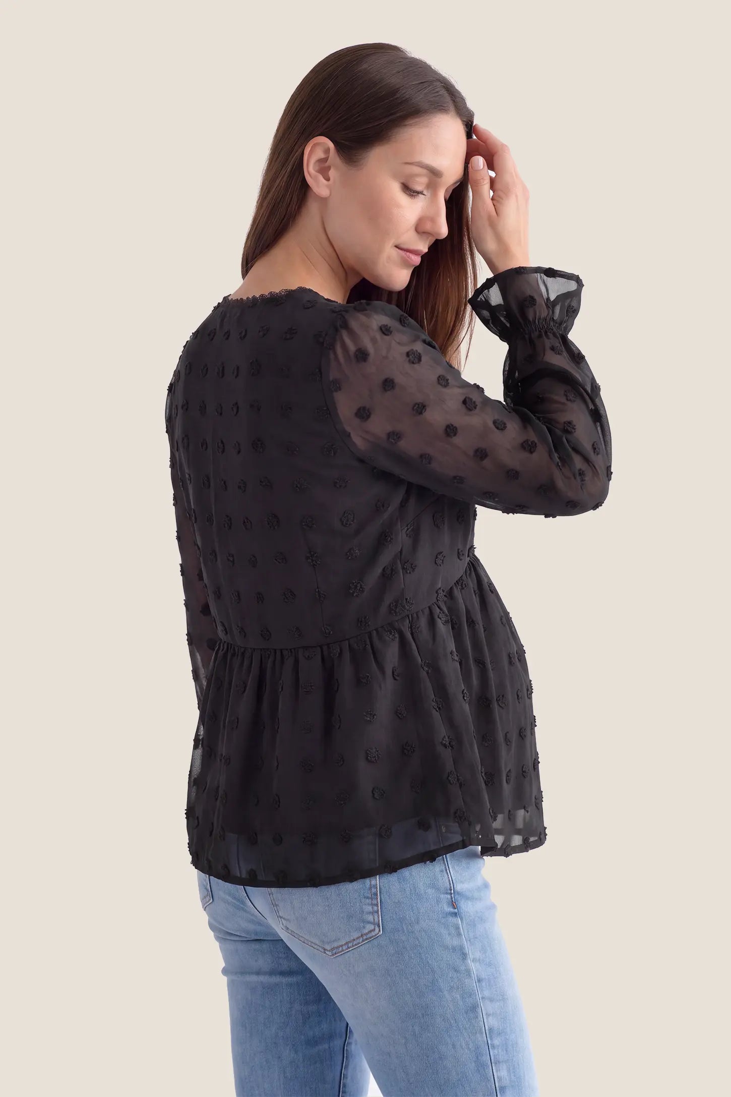 Swiss Dot Sheer Empire Waist Maternity Top