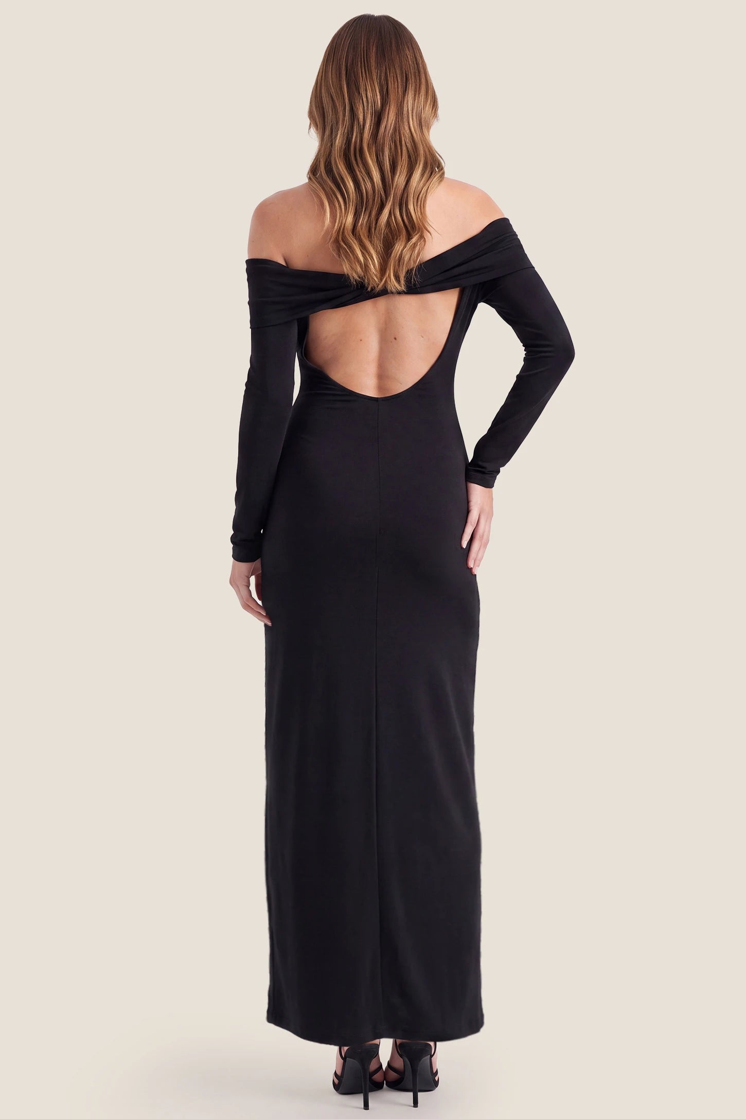 Solid Off Shoulder Bodycon Maternity Maxi Dress