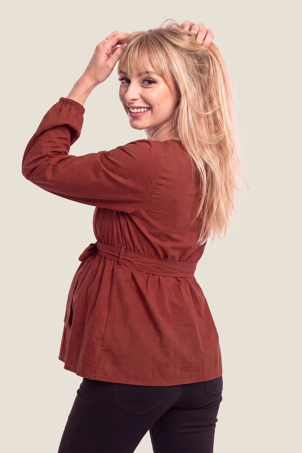 Solid Square Neck Empire Waist Maternity Top