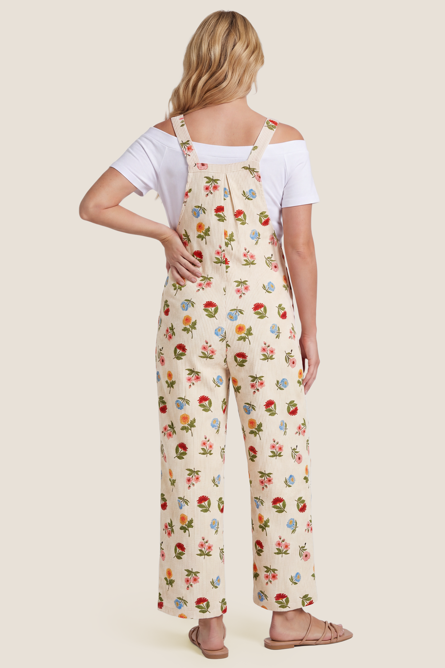 Adjustable Strap Pocket  Floral Maternity Overalls