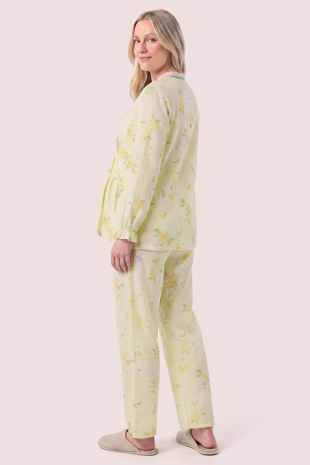 Cotton Long Sleeve Top & Pants Maternity Pajama Set