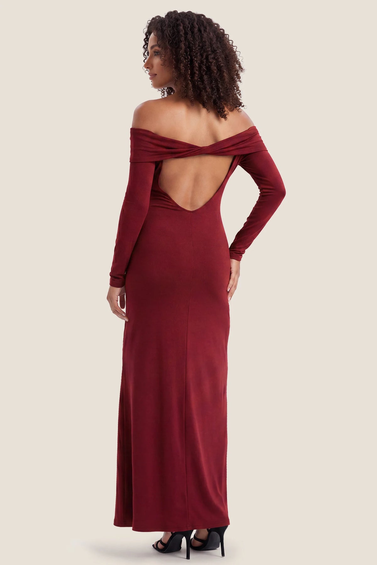 Solid Off Shoulder Bodycon Maternity Maxi Dress