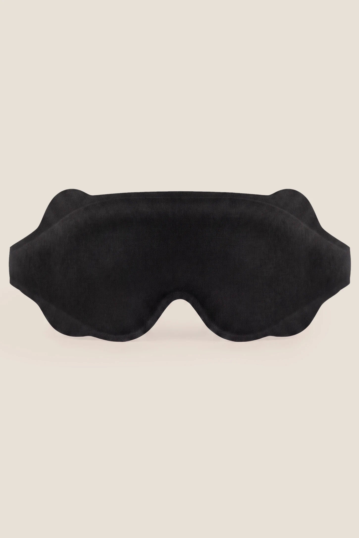 3D Contoured Blackout Sleep Mask 3D Contoured Blackout Sleep Mask in Black featuring 3D contoured eye cups, 100% light blocking shape, soft breathable material, and a gentle non-tight fit displayed on a clean background, front view.