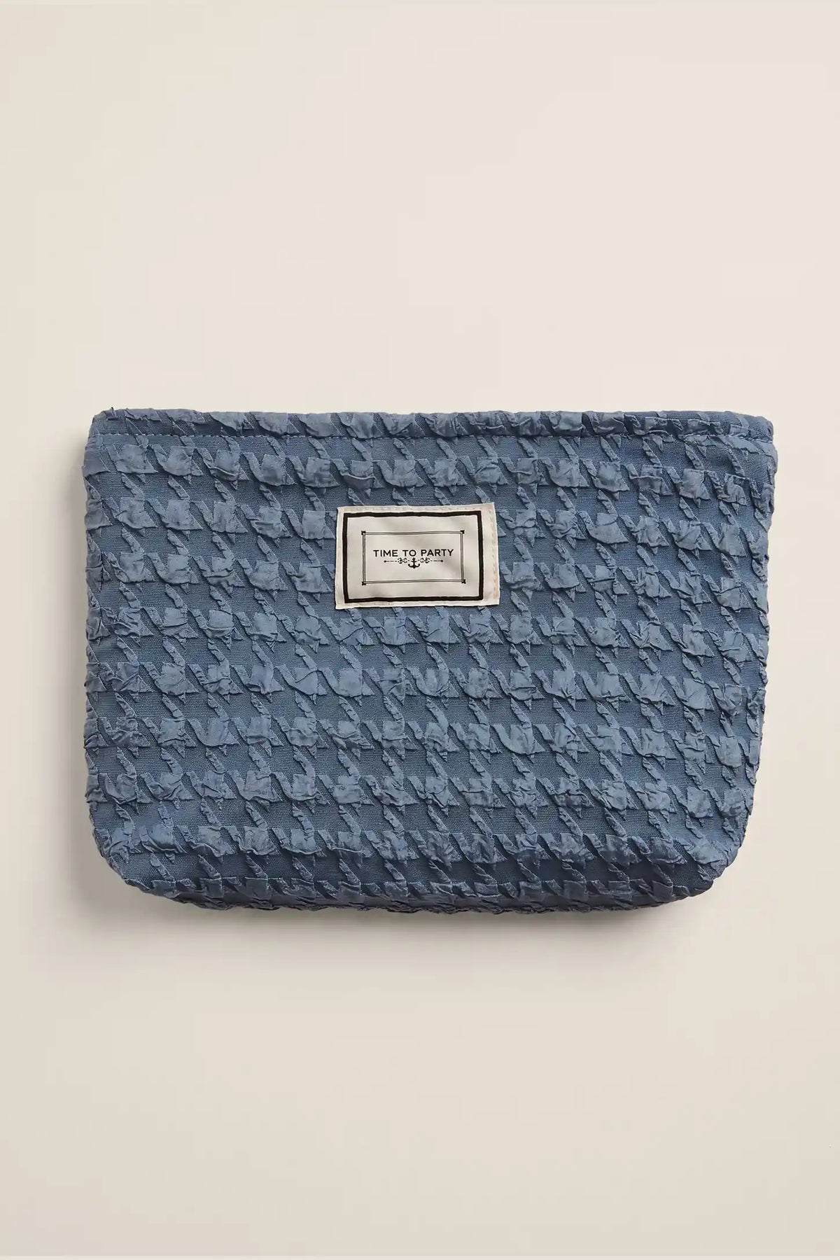 Corduroy Color-Block Travel Pouch Corduroy Color-Block Travel Pouch in Slate Blue featuring textured corduroy fabric, double-layer construction, and zip-top closure, studio front view.