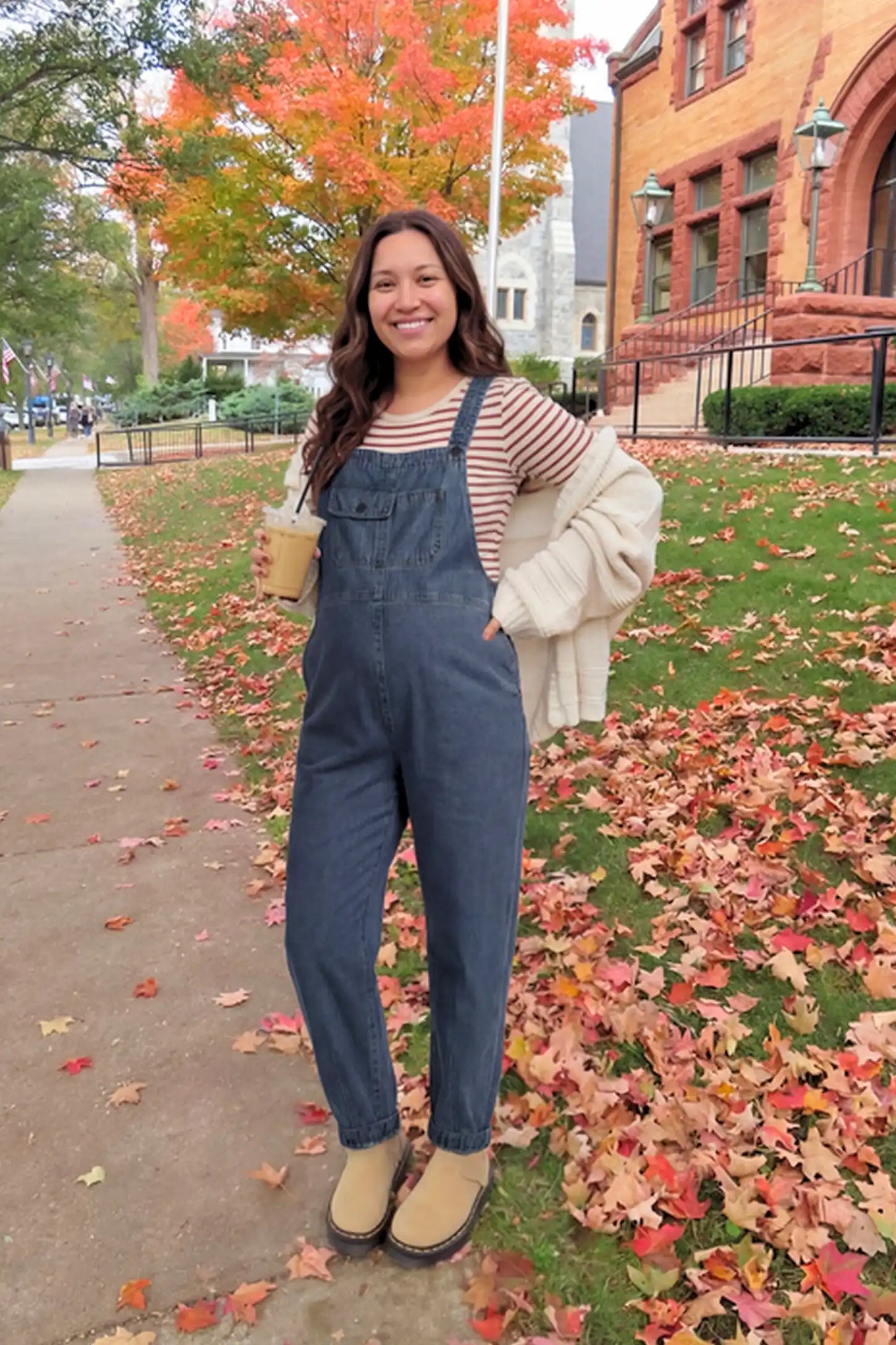 Wide Leg Denim Maternity Overalls