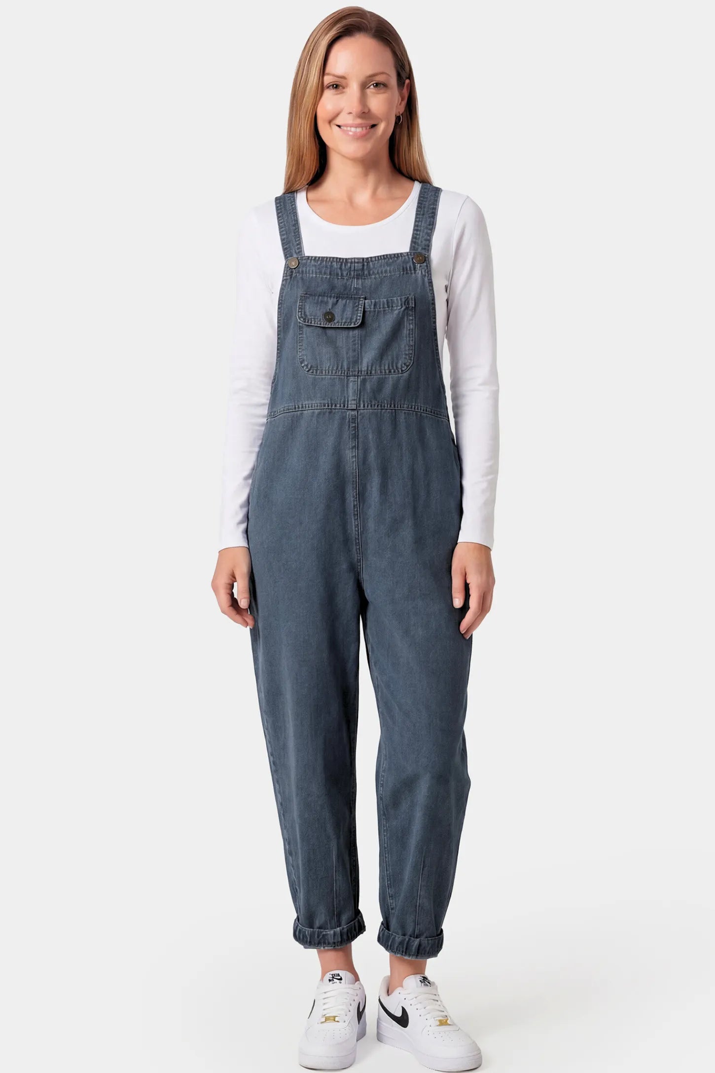 Wide Leg Denim Maternity Overalls
