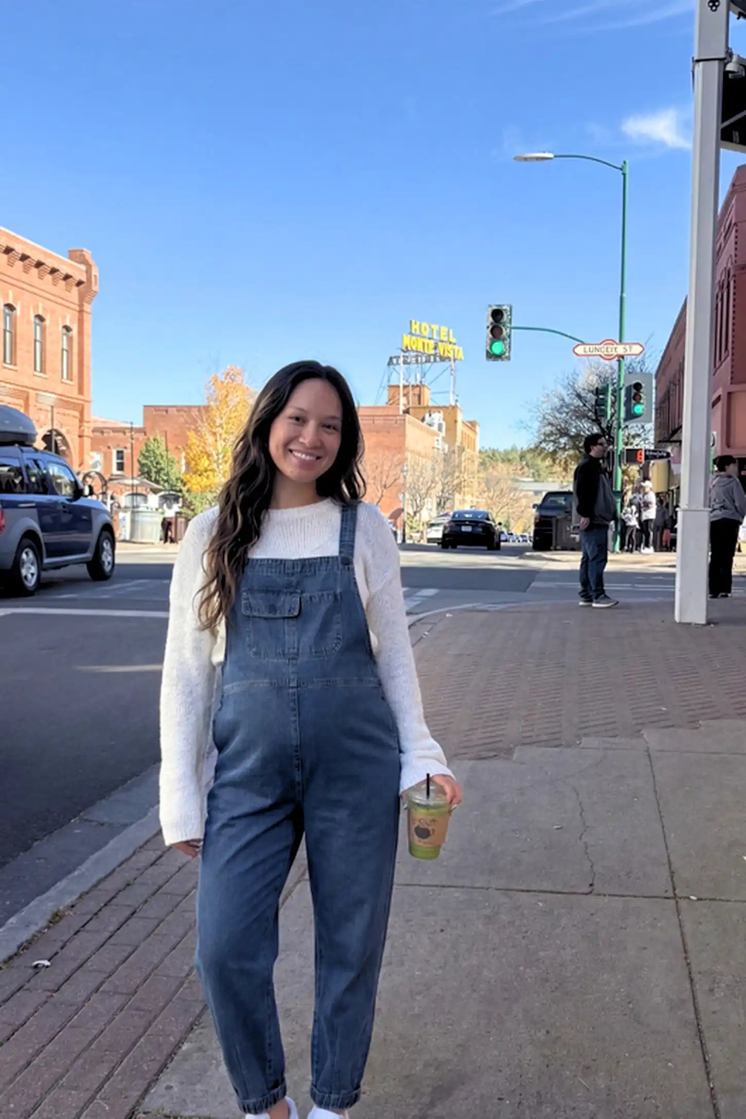 Wide Leg Denim Maternity Overalls