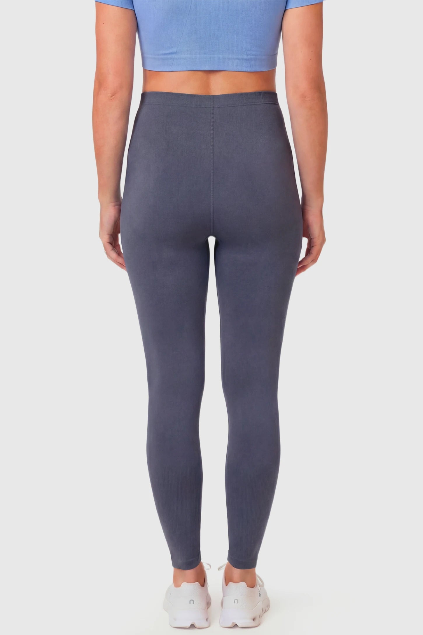 Full-Panel Ankle-Length Maternity Yoga Leggings Full-Panel Ankle-Length Maternity Yoga Leggings in dark gray featuring full-length fit on pregnant model.