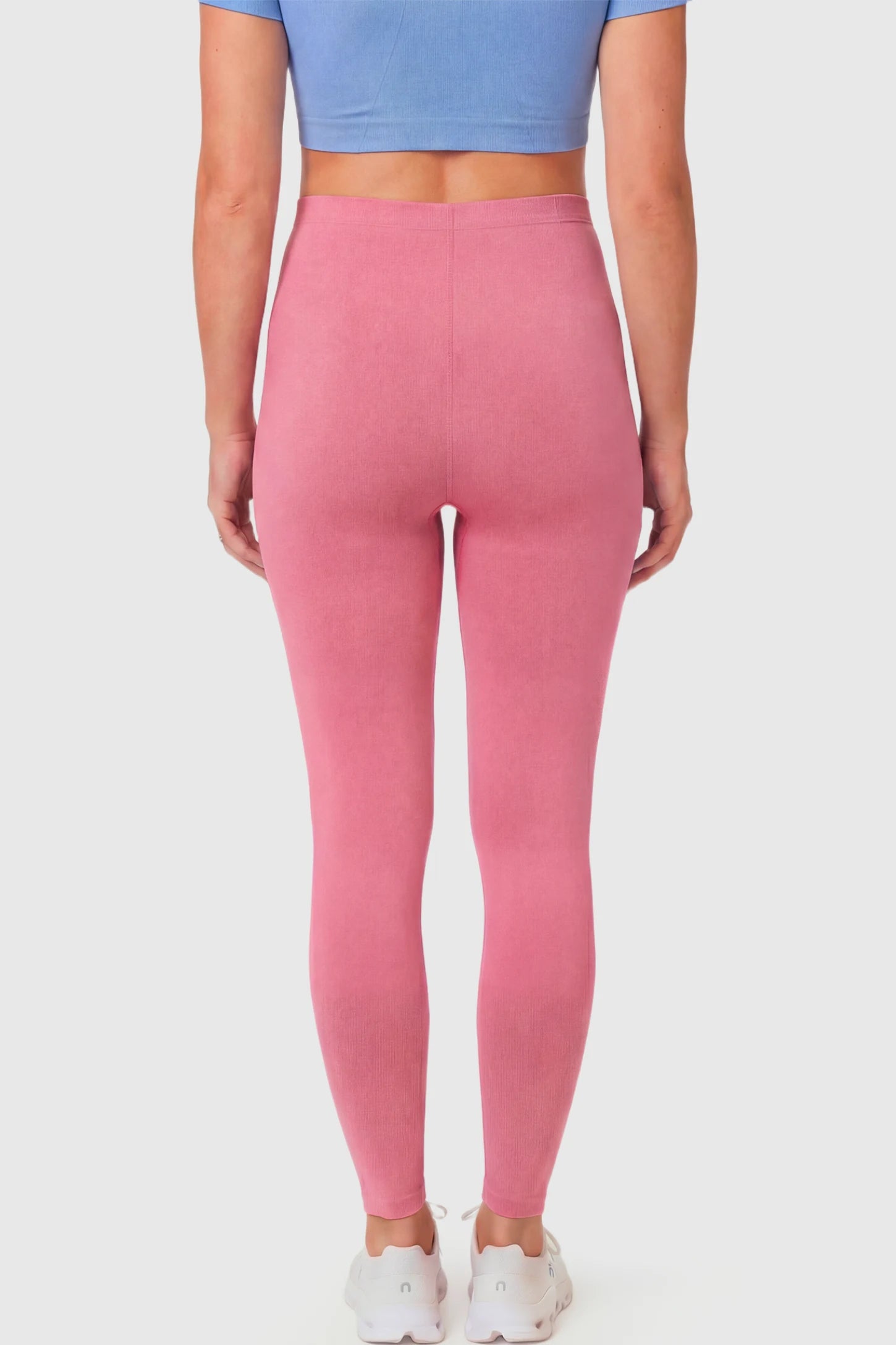 Full-Panel Ankle-Length Maternity Yoga Leggings Full-Panel Ankle-Length Maternity Yoga Leggings in rouge pink featuring full-length fit on pregnant model.